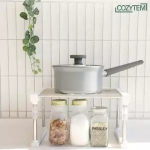 코지템 베르디 멀티조절 주방선반 1단 조립식선반 싱크대선반 하부장 냄비 정리대 길이 높이 멀티조절