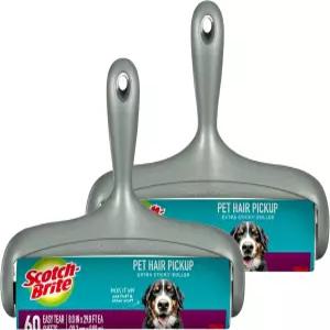 스카치 브라이트 반려동물 털 가구 및 의류용 엑스트라 스티키 대형 표면 보푸라기 롤러 1개 60매(2팩)