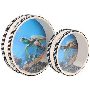 EASTROCK 웨이브 비드 오션 드럼 바다 사운드 드럼과 하드우드 쉘 힐링 악기, 내추럴 컬러 명상 휴식을 위한 퍼커션 (6인치 + 8인치)