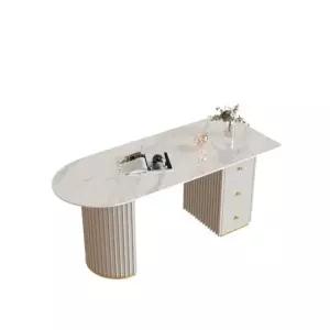 대리석질감 반타원 식탁 테이블 레스토랑 보드 120 x 60x75 가죽 다리 아니요