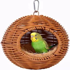 TYDBT 잉꼬 둥지 새장 액세서리 씹을 수 있는 강철 프레임 및 세척 가능한 작은 새 걸이 침대 러브버드