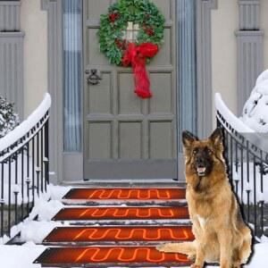외부 개를 위한 열선 계단 트레드, 실외 통로 진입로를 눈 녹이는 매트, 얼음과 눈을 보도 매트 - 전원 코드, 제빙 케이블 및 매트(3pcs, 10