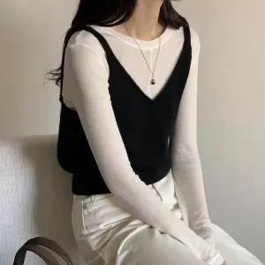 [유야]여성 앙고라 울 브이넥 뷔스티에 조끼 -FVE0061- 가을 겨울