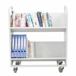 이동식 북카트 V형 3단 사다리 무음 사일런트 수납함 책장 흰색 바퀴 DS W3