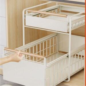 주방 싱크대 슬라이딩 양념통 수납 서랍 진열대 뚜껑 선반 무타공