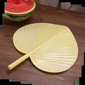 플라스틱손부채 귀여운 나뭇잎모양 시원한 자연바람 손잡이 부채 (소)