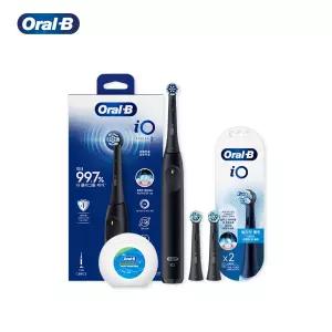 [신제품] 오랄비 전동칫솔 iO2 블랙+얼티밋 클린 블랙 리필모 2입+민트 왁스 치실 1입