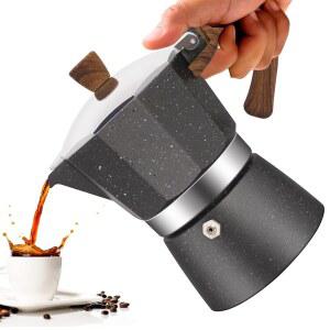 볼벤트 3컵 알루미늄 모카 퍼콜레이터 메이커 및 에스프레소 그레카 그레이용 5온스 커피 카페 이탈리아 브루잉 클래식 쿠바 포트 150ml 스토브탑