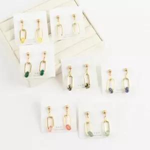 /다잇템 여자 드롭 도넛 옥구슬 비취 귀걸이