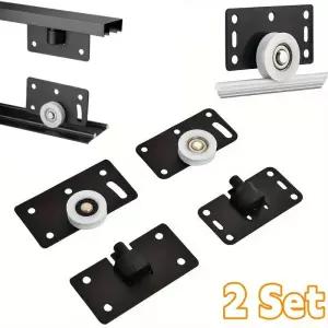 미닫이문롤러 슬라이딩 도어 2세트 옷장 롤러 수납장 풀리 찬장 캐스터 휠 알루미늄 레일 러너