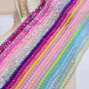 6mm 8mm AB 컬러 로즈 레드 핑크 퍼플 염색 론델 크리스탈 유리 비즈 플랫 컷 루즈 스페이서 쥬얼리 제작 D