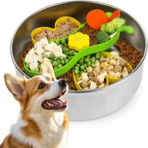 대형견을 위한 NPET 슬로우 피더 개 볼 건식 습식 생식에 적합한 스테인리스강 애완동물 음식 훈련용