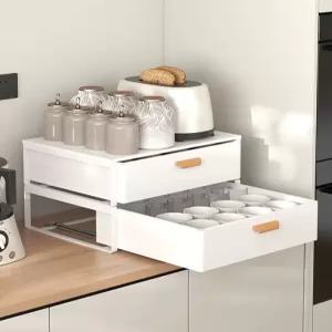 약정리수납장 철제슬라이딩수납함 슬라이딩수납함 2단 서랍장 싱글 그릇 다용도 서랍 보관함