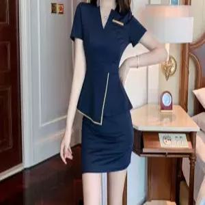 피부관리사 유니폼 호텔 반팔 에스테틱 데스크 화이트