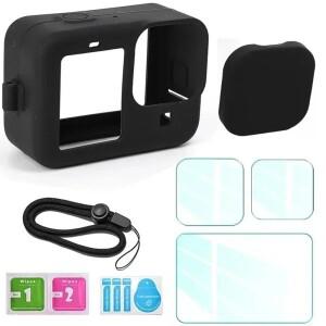 GoPro Hero 12 11 10 9 호환   실리콘 보호 케이스 끈이 카메라 풀 커버 쉘 슬리브