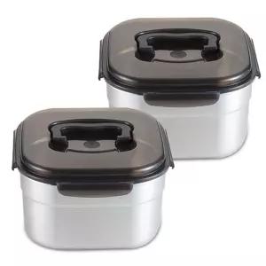 올품락 정사각 핸디 스텐 대용량 밀폐용기 1호 김치통 4.7L x 2개