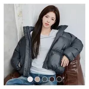 [지오다노] 여성 에코다운 크롭 숏 유광 푸파 패딩 점퍼 375920