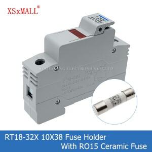 1세트 RT18-32X AC 500V ~ 690V 32A 극 10x38MM DIN 레일 장착 퓨즈 홀더베이스 (LCD LED 조명 및 RO15 세