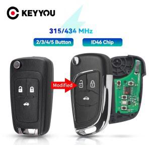 KEYYOU 2/3/4/5 버튼 Chevrolet Cruze Sail Orlando Malibu Aveo Spark Lova 용 스마트 원격 키 315MHz/433Mhz ID46 칩 뒤집기