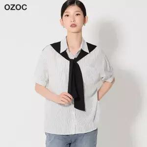 오조크 숄배색 블라우스