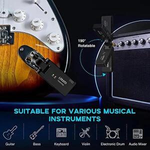 케이블리스 기타 업그레이드 LEKATO WS-100 무선 2.4G 세트 - 충전식 송수신기 (30m 범위)