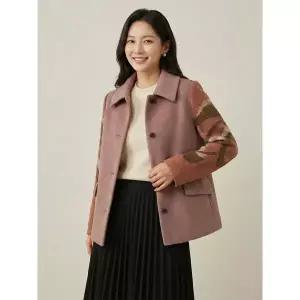 [조이너스]모혼방 배색 슬리브 하프 코트 JW22CH2301587A_P406566658