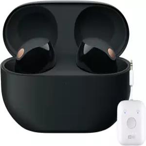소니 WF-1000XM5 진정한 무선 노이즈 캔슬링 이어버드(블랙) 번들과 블루투스 오디오 송신기(2개 품목)