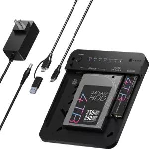 ICY BOX M.2 NVMe 및 SATA SSD/HDD 도킹 스테이션 USB-C 3.2 2세대(10Gbps) 하드 드라이브 클론 리더 듀얼