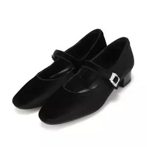 [BABARA](신세계 사우스시티)밸벳 주얼리 버클 3cm 메리제인 펌프스 BBI573BK