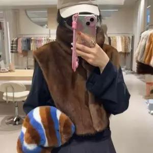 밍크숄조끼 모조 숏 밍크망토 페이크퍼