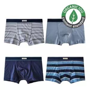 [코튼클럽] 국내생산 오가닉 주니어 남아 드로즈 4매 A세트 중학생 초등학생 팬티