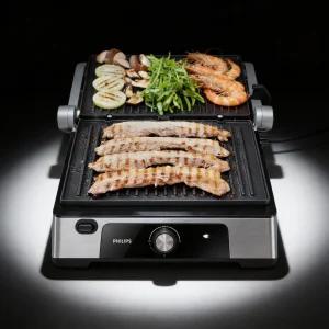 필립스 180도 양면 전기그릴 5000 시리즈 블랙 캠핑용 간편 세척