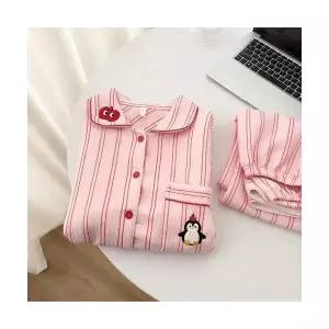 커플잠옷세트 메자닌 애플펭귄 파자마 겨울 기모 도톰 롱 실내복 세트 ible4