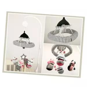도형흑백모빌 오르골포함 멜로디 봉제인형 신생아모빌