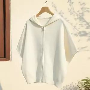 여성 무지 가오리핏 7부 후드 니트 집업 가디건 DGB-WCD-5106-아이보리