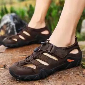 남자 빈티지 아웃도어 샌들 조절 가능 스트링 워터 스포츠 물놀이용 WFJEYV4