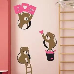 곰친구들 그래픽스티커 시트 벽지 포인트 W035337