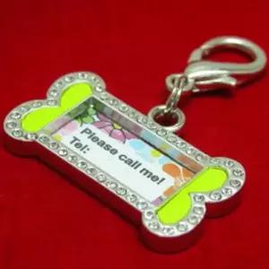 강아지 이름표 큐빅 펜던트 인식표 표식 산책 외출 M