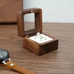 우드 웨딩 커플링 사각 원목 반지케이스 투명창 보석 반지케이스 원목보석함보관함