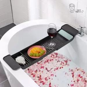 모던블랙 욕조트레이 반신욕 욕실 테이블 길이조절 욕조 욕조덮개 거치대 트레이
