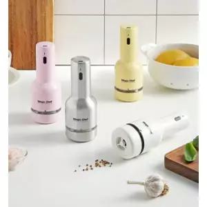 매직쉐프 전동 소금후추그라인더 페퍼밀 압도적인 분쇄력 스텐실버