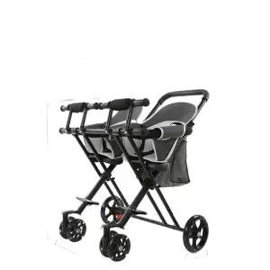 쌍둥이 트라이크 경량형 2인 접이식 유모차 연년생 자전거 유모카 가족 티핑포인트트 세발