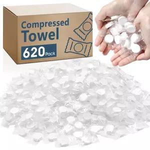 620개 압축 타월 미니 정제 일회용 페이스 캠핑 가정 여행 야외 스포츠용 휴대용 대량 동전 티슈