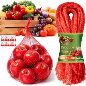 재사용 가능한 메쉬 해산물 끓이는 가방 24인치 헤비 듀티 생산용 그물 100팩 게 가재 새우 조개 요리용