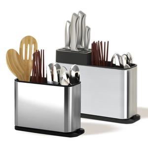스텐 수저통 조리도구 정리함 홀더 칼꽂이 자동 물빠짐