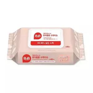 비앤비 자몽식초 유아용품 소독티슈 캡형 60매 x1팩 세정 안심제균