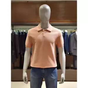 갤러리아 킨록 C/P 조직 반팔 버튼 카라 니트 핑크 (THY97)