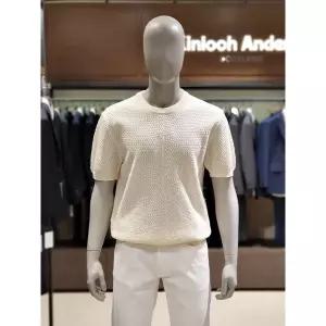 갤러리아 킨록 S/S 조직 라운드 반팔 니트 아이보리 (THY62)