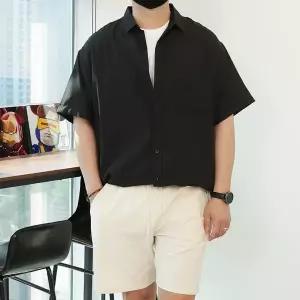 [우기브로]WGN 남자 빅사이즈 스트라이프 포켓 반팔 남방