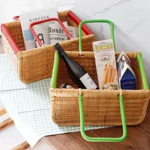[텐바이텐]라탄 컬러핸들 사각 피크닉 바구니 (2colors)